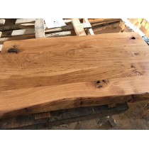 Eiche rustikal spezial, wurmstichig, verleimt, Massivholz Tischplatte, 120x75-80x4,5cm, beidseitige Baumkante 